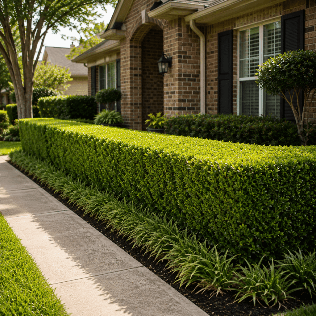 Neatly manicured hedge with clean lines